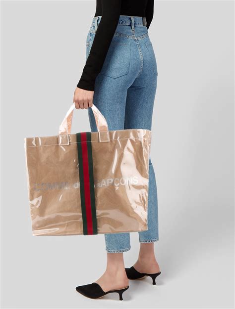 shopping bag gucci comme des garcons|GUCCI X Comme de Garçons Paper Plastic Web Shopper Tote .